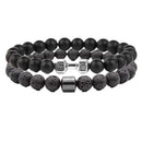 Pulseiras Masculinas de Terapia de Saúde com Energia, Proteção à Saúde, Hematita, Halteres, Pedras Naturais, Pulseiras de Ímã, Presentes