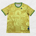 Camisa de Treinamento de Futebol de Verão Top Brasil Edição Especial Jesus Preta e Cinza Camisa de Futebol Masculina e Feminina para Exterior de Secagem Rápida