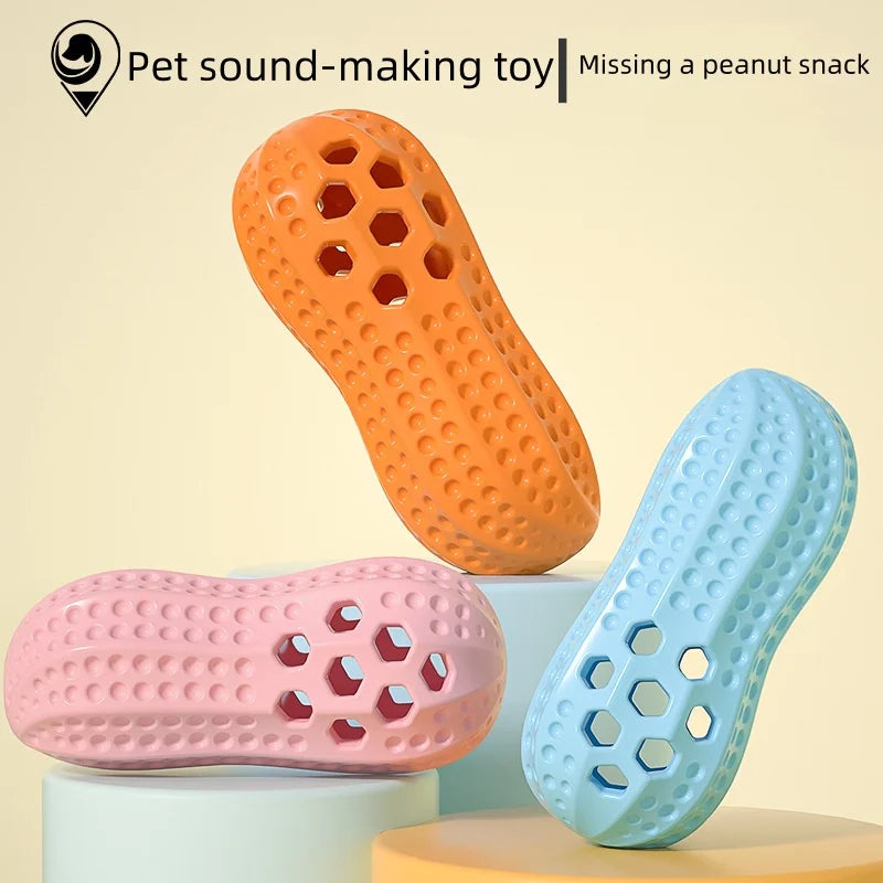 Brinquedos para animais de estimação, brinquedos que fazem som, brinquedos de cachorro em TPR em forma de amendoim, à prova de vazamentos, duráveis e mastigáveis de simulação