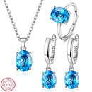 Conjuntos de Joias em Prata 925 Elegantes Anel Brincos Colar Feminino Acessórios para Casamento Noiva e Noivado