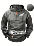 Moletom com Capuz Honda Logo Motorcycle Masculino Moletom Honda com Zíper Superior Roupas Externas de Outono e Inverno