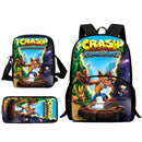 Mochilas Infantis Cartoon Crash Bandicoots Bolsa de Ombro Estojo de Lápis Mochilas Escolares de Grande Capacidade para Meninos e Meninas Melhor Presente