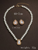 Novos Conjuntos de Joias de Casamento para Noivas Femininas Moda Elegante Minimalista Pérola Imitada Gota de Água Gargantilha Colar e Brincos
