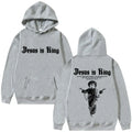 Moletom Masculino Plus Size 'Jesus Is King' Estampado, Religioso, Casual, Streetwear, Estilo Gótico Harajuku, Manga Longa, Malha de Inverno