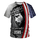 Camiseta Masculina Estampada 3D com Cruz de Jesus Cristo - Design Clássico, Casual, Mangas Curtas, Estilo Street Fashion, Oversized, Solta