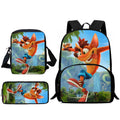 Mochilas Infantis Cartoon Crash Bandicoots Bolsa de Ombro Estojo de Lápis Mochilas Escolares de Grande Capacidade para Meninos e Meninas Melhor Presente