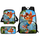 Mochilas Infantis Cartoon Crash Bandicoots Bolsa de Ombro Estojo de Lápis Mochilas Escolares de Grande Capacidade para Meninos e Meninas Melhor Presente