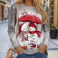 Moletom Feminino Designer Gola Redonda Manga Longa Moda Casual Papai Noel Vermelho Estampa Gráfica Ano Novo Tops Y2K Streetwear