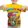 Camiseta Padrão 3D SuperThings Infantil Camiseta O-neck Manga Curta Roupas Meninas Casual Camiseta Tops Primavera Verão Roupas Infantis