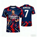 Camiseta de Futebol AI Ronaldo Nº 7 Camiseta Esportiva Masculina Impressão 3D Outono Secagem Rápida Camiseta Masculina Roupas Infantis Camiseta Feminina
