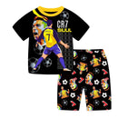 Camiseta de Futebol Infantil de Verão CR7 para Meninos e Meninas, Fantasia No.7, Conjunto de Pijama com Camiseta + Calça, Futebol Ronaldo CR7 Impressão, Roupas Infantis, Presentes