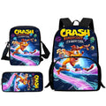 Mochilas Infantis Cartoon Crash Bandicoots Bolsa de Ombro Estojo de Lápis Mochilas Escolares de Grande Capacidade para Meninos e Meninas Melhor Presente