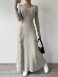 Vestidos Femininos Roupas Femininas Novo Vestido Longo de Manga Longa com Decote em V Tricotado para Mulheres Vestidos Longos Elegantes de Festa Roupas Góticas 2025
