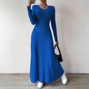 Vestidos Femininos Roupas Femininas Novo Vestido Longo de Manga Longa com Decote em V Tricotado para Mulheres Vestidos Longos Elegantes de Festa Roupas Góticas 2025