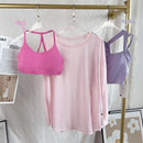 Camisetas de Yoga Femininas Tops Esportivos Manga Longa Gola O Camisa Respirável para Corrida Roupas de Fitness Soltas Roupas de Academia Camisetas de Pilates
