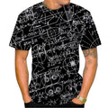 Camisetas Gráficas Divertidas de Fórmulas Matemáticas Moda Verão Manga Curta Impressão 3D Camisetas Infantis Casuais Pulôveres Oversized