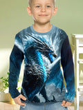 Roupas Infantis Camiseta Masculina Manga Curta Moda Estampa 3D Dragão Roupas de Verão para Crianças Roupas Casuais ao Ar Livre Tops Masculinos Gola O