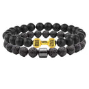 Pulseiras Masculinas de Terapia de Saúde com Energia, Proteção à Saúde, Hematita, Halteres, Pedras Naturais, Pulseiras de Ímã, Presentes