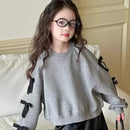 Moletom Infantil Menina com Capuz e Laço, Manga Longa, Roupas para Meninas, Outono e Primavera