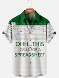 Camiseta Havaiana de Planilha do Excel Engraçada com Estampa 3D, Estilo Lazer de Férias, Camisa Solta com Botões, Roupas Criativas para Trabalho Y2k