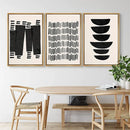 Arte de Parede Abstrata Moderna Geométrica de Meados do Século Arcos Pretos Poster em Lona HD Decoração para Sala de Estar e Quarto