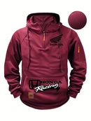 Moletom com Capuz Honda Logo Motorcycle Masculino Moletom Honda com Zíper Superior Roupas Externas de Outono e Inverno