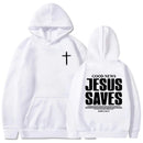 Moletom Jesus Salva João 3:16-17: Blusa de Manga Longa com Versículo Bíblico Cristão para Homens e Mulheres, Roupas de Inverno Confortáveis com Bolso e Estampa Gráfica