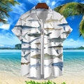 Camiseta Masculina Impressa em 3D de Animais Marinhos com Peixes Harajuku Diversas Camisetas Engraçadas Havaiana Casual de Rua Praia na Moda Blusa com Botões