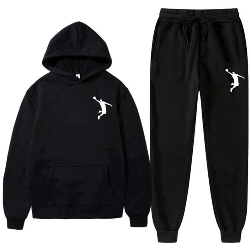 Conjunto de 2 Peças de Agasalho Esportivo de Basquete Marca Moletom Calça Moletom Masculino Feminino Conjunto de Treino Moda Casual Roupas Esportivas com Capuz Sudadera Hombre
