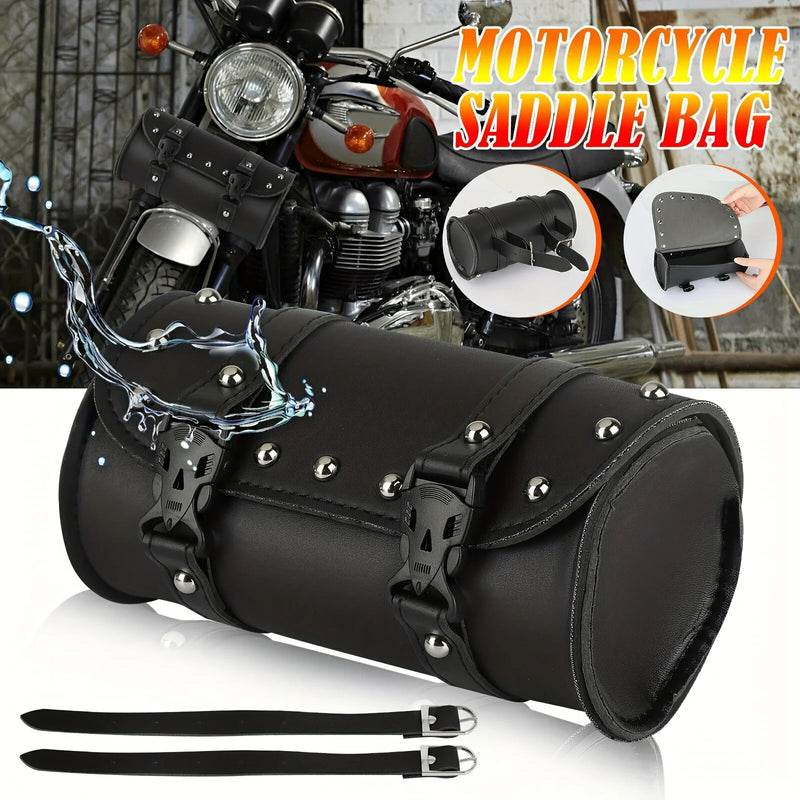 Bolsa Traseira para Motocicleta Bolsa de Cauda em Couro PU Bolsa Lateral Impermeável para Moto Bolsa Mini Retrô Tática Universal Enrolável