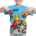 Camiseta Padrão 3D SuperThings Infantil Camiseta O-neck Manga Curta Roupas Meninas Casual Camiseta Tops Primavera Verão Roupas Infantis