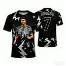 Camiseta de Futebol AI Ronaldo Nº 7 Camiseta Esportiva Masculina Impressão 3D Outono Secagem Rápida Camiseta Masculina Roupas Infantis Camiseta Feminina