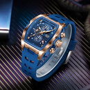 Relógio Masculino LIGE Luxo à Prova d'Água Quartzo Cronógrafo Luminoso com Data Esportivo Pulseira de Silicone