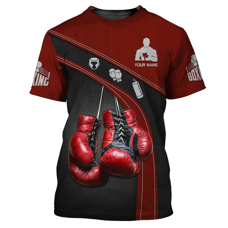 Camisetas Gráficas de Boxe Fashion Para Homens Tendência de Verão Manga Curta Camisetas Esportivas Estampadas em 3D Soltas de Secagem Rápida e Respiráveis