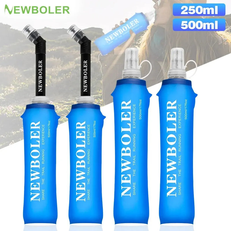 Garrafa de Água NEWBOLER 250ml 500ml TPU Dobrável Mochila de Água Esportiva Garrafa de Água Flexível Garrafa Retrátil para Corrida e Camping