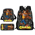Mochilas Infantis Cartoon Crash Bandicoots Bolsa de Ombro Estojo de Lápis Mochilas Escolares de Grande Capacidade para Meninos e Meninas Melhor Presente