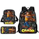 Mochilas Infantis Cartoon Crash Bandicoots Bolsa de Ombro Estojo de Lápis Mochilas Escolares de Grande Capacidade para Meninos e Meninas Melhor Presente