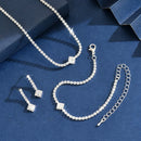 Conjunto de Joias Femininas com Zircônia, Colar de Corrente de Liga de Cobre, Brincos, Pulseira, Acessórios Casuais para Casamentos, Festas e Feriados