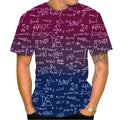 Camisetas Gráficas Divertidas de Fórmulas Matemáticas Moda Verão Manga Curta Impressão 3D Camisetas Infantis Casuais Pulôveres Oversized