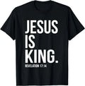 Camiseta Cristã Jesus É Rei Versículo Bíblico para Homens e Mulheres Estilo Unissex Clássica de Mangas Curtas