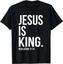 Camiseta Cristã Jesus É Rei Versículo Bíblico para Homens e Mulheres Estilo Unissex Clássica de Mangas Curtas