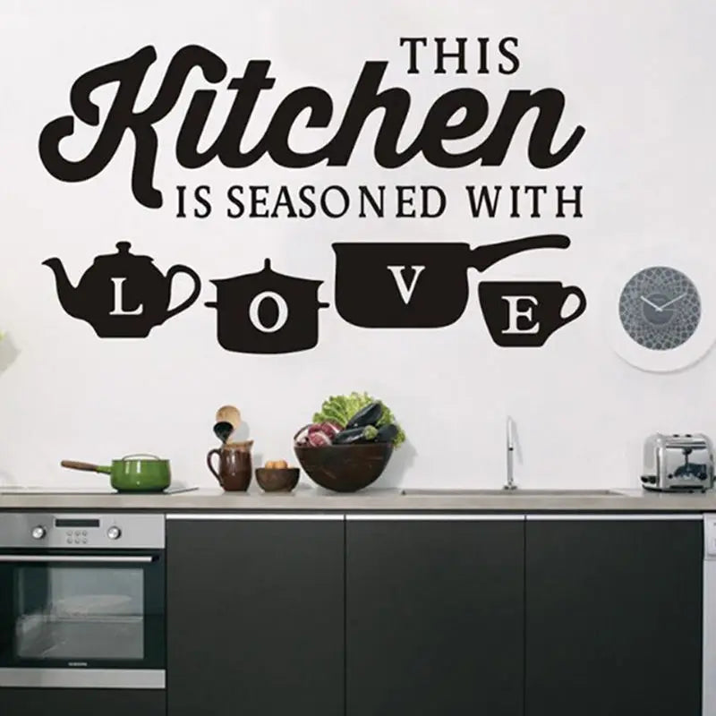 Adesivos de Parede para Cozinha ESTA COZINHA É TEMPERADA COM AMOR Adesivos de Parede com Frases Decoração de Restaurante e Casa