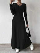 Vestidos Femininos Roupas Femininas Novo Vestido Longo de Manga Longa com Decote em V Tricotado para Mulheres Vestidos Longos Elegantes de Festa Roupas Góticas 2025