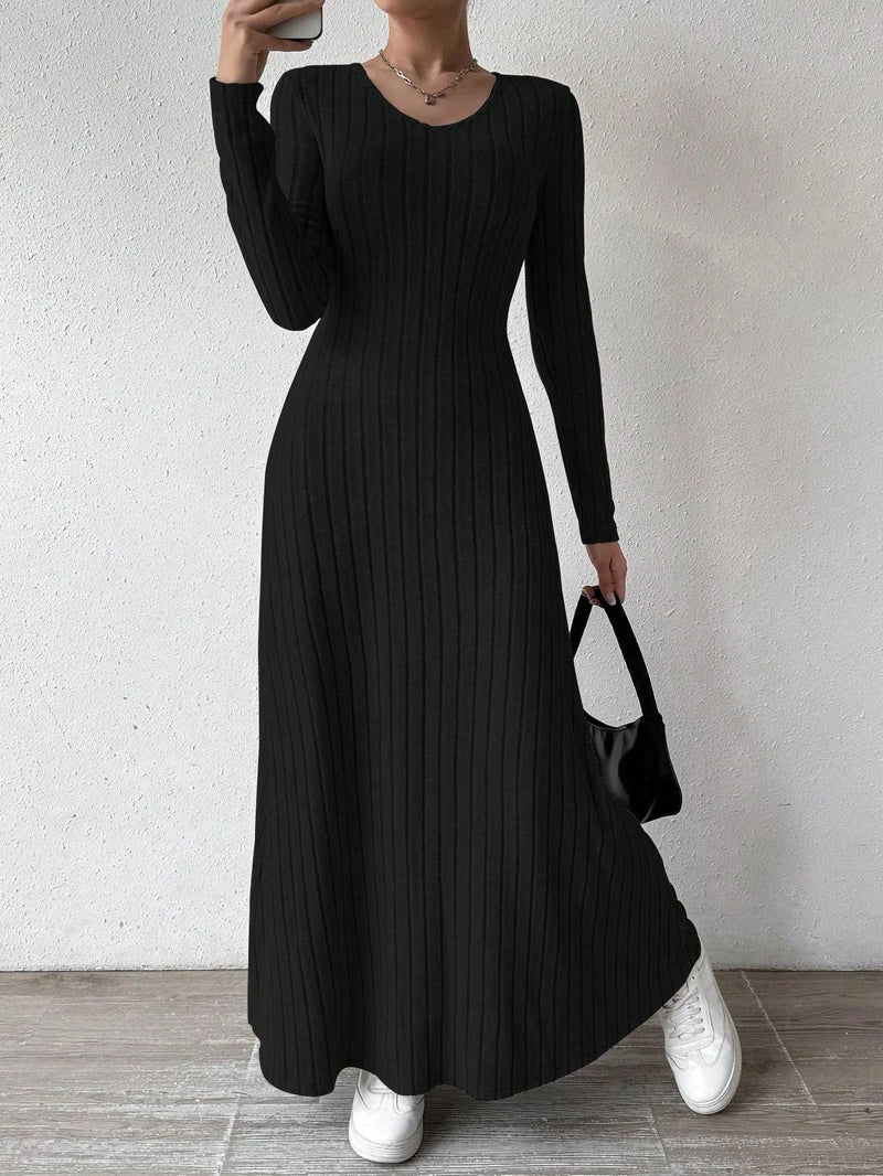 Vestidos Femininos Roupas Femininas Novo Vestido Longo de Manga Longa com Decote em V Tricotado para Mulheres Vestidos Longos Elegantes de Festa Roupas Góticas 2025