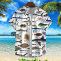 Camiseta Masculina Impressa em 3D de Animais Marinhos com Peixes Harajuku Diversas Camisetas Engraçadas Havaiana Casual de Rua Praia na Moda Blusa com Botões