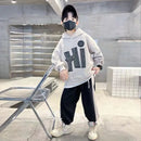 Conjunto de Moletom Masculino 2025 Novo Outono Primavera Casual Roupas Elegantes para Crianças Adolescentes Tendências com Capuz Top e Calças 2 Peças
