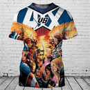 Camiseta 3D masculina da moda com estampa de personagem de desenho animado popular, verão, manga curta, solta e chamativa