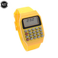 Relógio Calculadora Eletrônica Infantil Micro Calculadora Relógio de Silicone com Data e Multifuncional Relógio Mini Calculadora Portátil