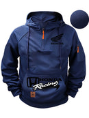 Moletom com Capuz Honda Logo Motorcycle Masculino Moletom Honda com Zíper Superior Roupas Externas de Outono e Inverno