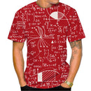 Camisetas Gráficas Divertidas de Fórmulas Matemáticas Moda Verão Manga Curta Impressão 3D Camisetas Infantis Casuais Pulôveres Oversized